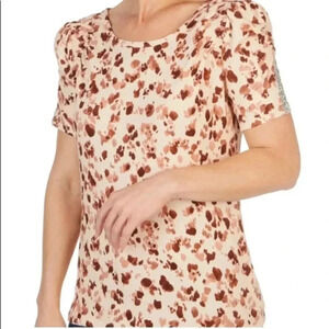 💥🆕 Como Blu Smocked All Over Print Short Sleeve Top M🆕